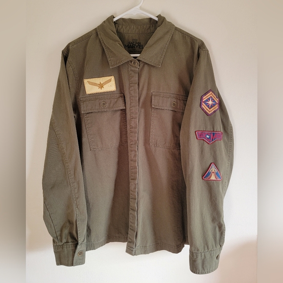 Unisex Captain Marvel Military Inspired Shirt With Patches Size XL 100% Cotton - Picture 2 of 8